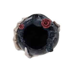 Black Heart Skeleton Hand Planter.