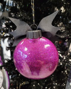 Glitter Purple Webbed Bulb Ornament