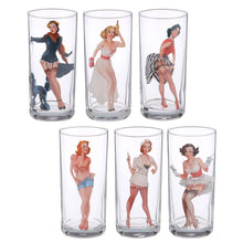 Load image into Gallery viewer, 6pc Pin up glassware set