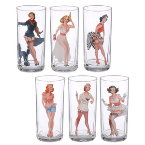 6pc Pin up glassware set