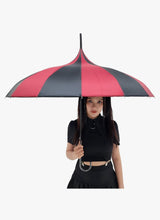 Load image into Gallery viewer, Red &amp; Black Striped Pagoda Parasol