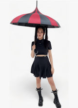 Load image into Gallery viewer, Red &amp; Black Striped Pagoda Parasol